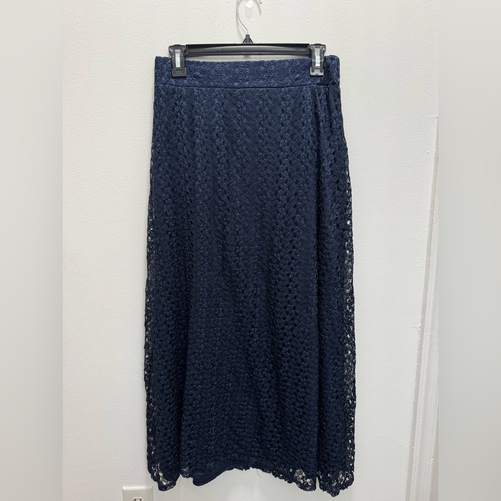 Ashley Blue Navy Crochet Maxi Skirt
